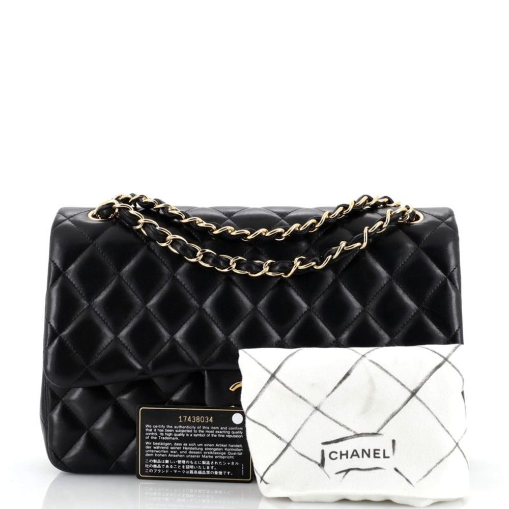 Chanel Classic Double Flap Bag Quilted Lambskin Jumbo Black - Picture 2 of 10